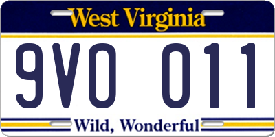 WV license plate 9VO011
