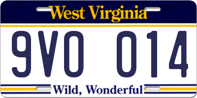 WV license plate 9VO014
