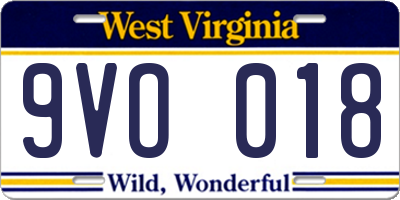 WV license plate 9VO018