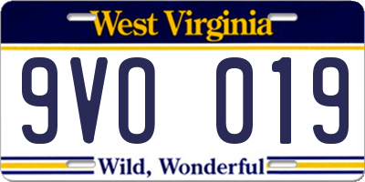 WV license plate 9VO019