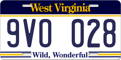 WV license plate 9VO028