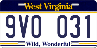 WV license plate 9VO031