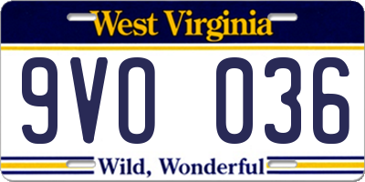 WV license plate 9VO036