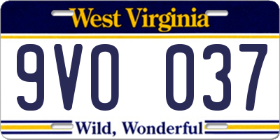 WV license plate 9VO037