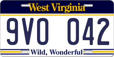 WV license plate 9VO042