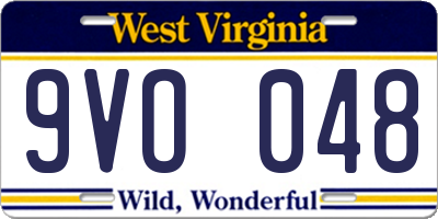 WV license plate 9VO048