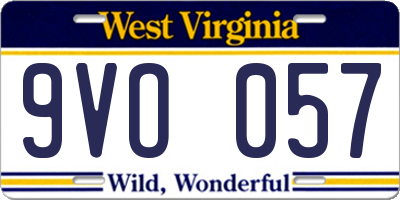 WV license plate 9VO057