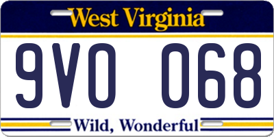 WV license plate 9VO068