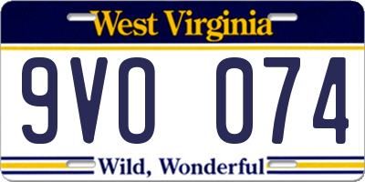 WV license plate 9VO074