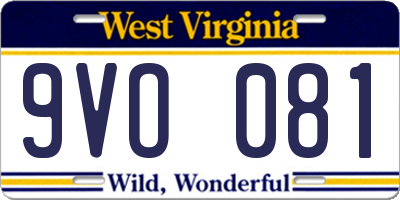 WV license plate 9VO081