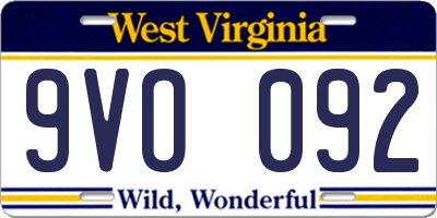 WV license plate 9VO092