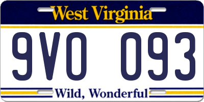 WV license plate 9VO093