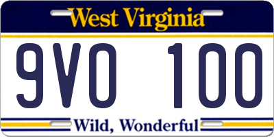 WV license plate 9VO100