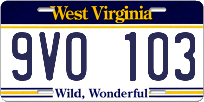 WV license plate 9VO103