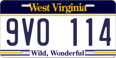 WV license plate 9VO114