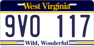 WV license plate 9VO117