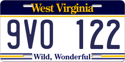 WV license plate 9VO122
