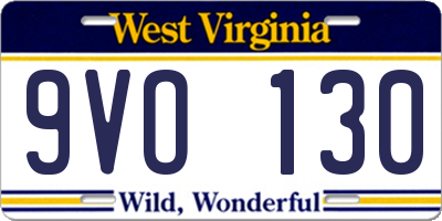 WV license plate 9VO130