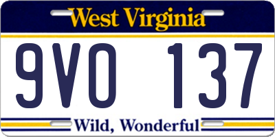 WV license plate 9VO137