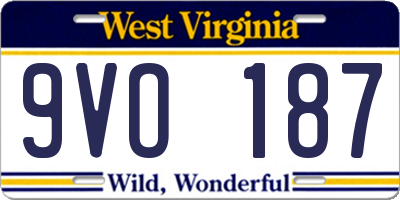 WV license plate 9VO187