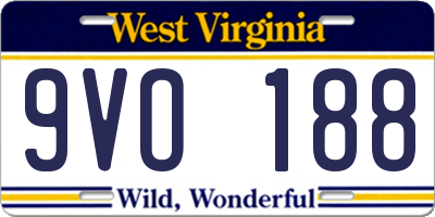 WV license plate 9VO188