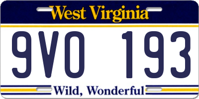 WV license plate 9VO193