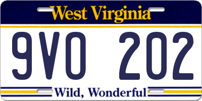 WV license plate 9VO202