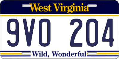 WV license plate 9VO204
