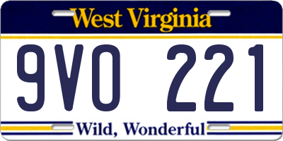 WV license plate 9VO221