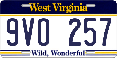 WV license plate 9VO257