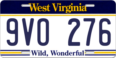 WV license plate 9VO276