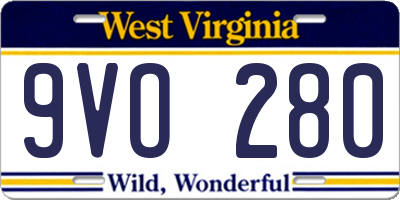WV license plate 9VO280