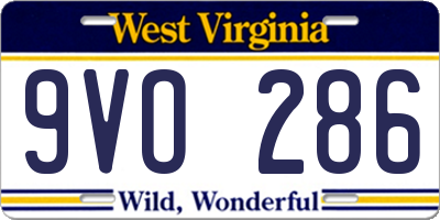 WV license plate 9VO286