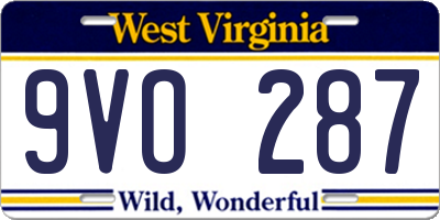 WV license plate 9VO287