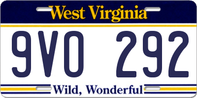 WV license plate 9VO292