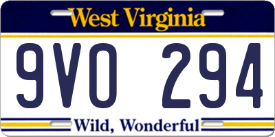 WV license plate 9VO294
