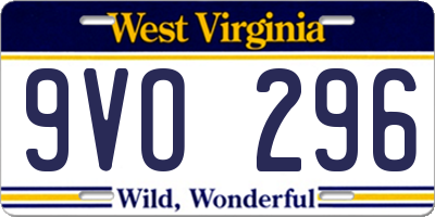WV license plate 9VO296