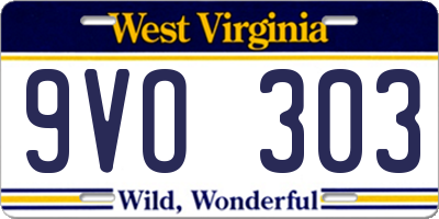 WV license plate 9VO303