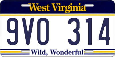 WV license plate 9VO314