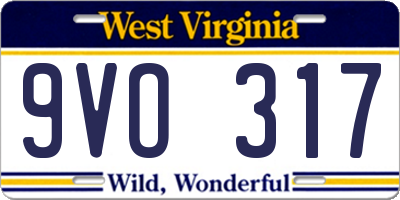 WV license plate 9VO317