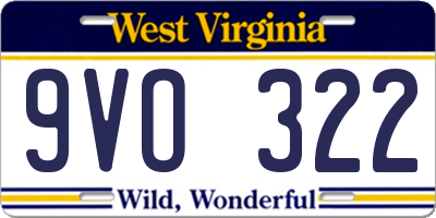 WV license plate 9VO322