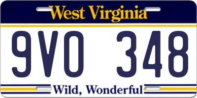 WV license plate 9VO348