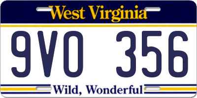 WV license plate 9VO356