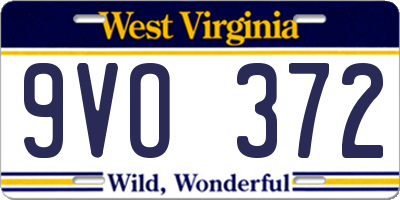 WV license plate 9VO372