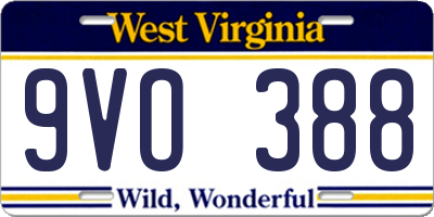 WV license plate 9VO388
