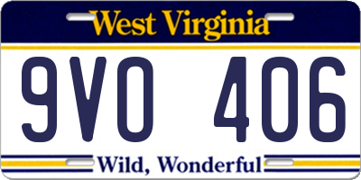 WV license plate 9VO406