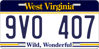 WV license plate 9VO407