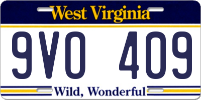 WV license plate 9VO409