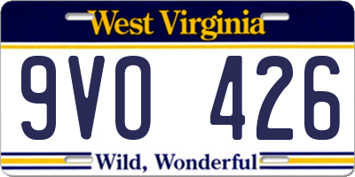 WV license plate 9VO426