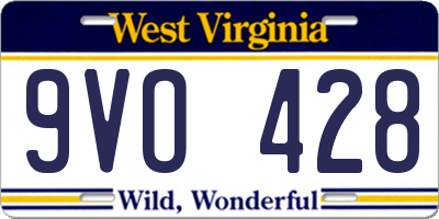 WV license plate 9VO428